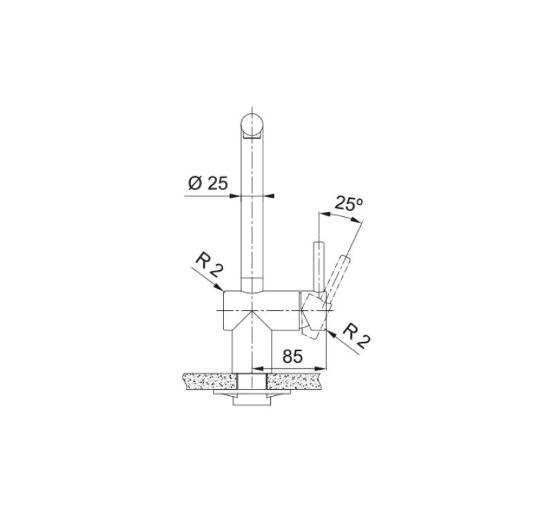 Franke masivní nerezová kuchyňská baterie Atlas Neo, otočný výtok 115.0521.435