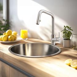 Franke kuchyňská baterie Kubus s výsuvnou sprchou, nerezová ocel 115.0529.207