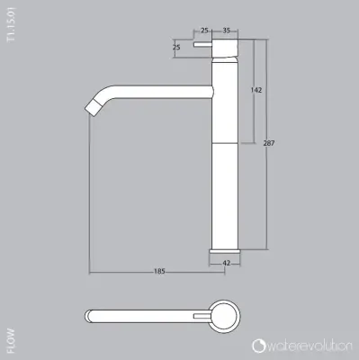 Waterevolution Flow sink faucet for washbasins, brushed brass T115LE