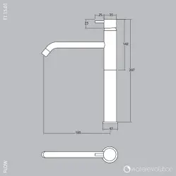 Waterevolution Flow umyvadlová baterie pro umyvadlové mísy PVD gun metal T115GME
