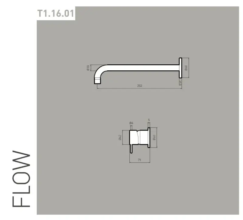 Waterevolution Flow vestavná umyvadlová baterie z leštěného mosazi s výtokem 25 cm T116BLE-25
