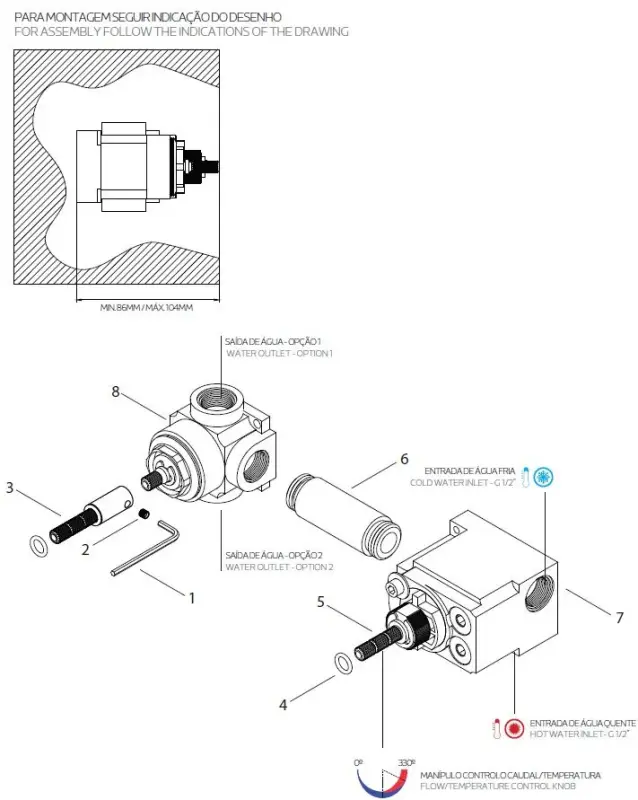 Waterevolution Flow vestavný sprchový termostat s 1 přepínacím kohoutem chrom 1208920984