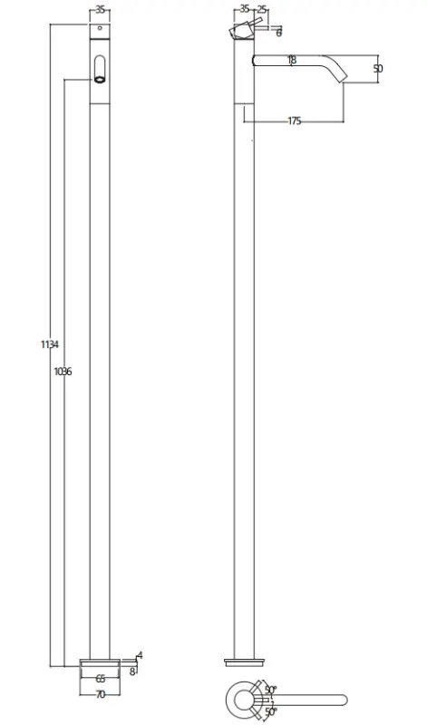 Waterevolution Flow volně stojící umyvadlová baterie nerez T113IE