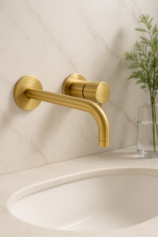 Waterevolution Flow Vestavěná umyvadlová baterie z leštěného mosazi s výtokem 15 cm T116BLE-15