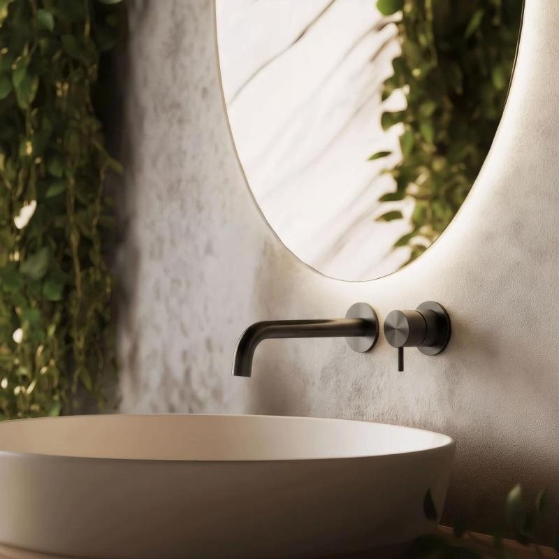 Waterevolution Flow Vestavěná umyvadlová baterie PVD Gun Metal s výtokem 15 cm T116BME-15