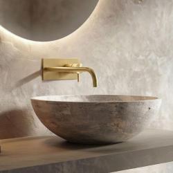 Vodní revoluce Flow vestavěná umyvadlová baterie s krycí deskou Leštěná mosaz s výtokem 21 cm T1161LE-21