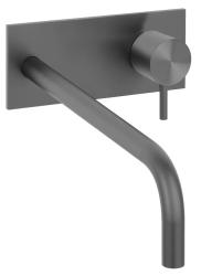 Waterevolution Flow vestavěná umyvadlová baterie s krycí deskou PVD Gun Metal s výtokem 21 cm T1161GME-21
