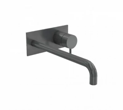 Vodní revoluce Flow vestavěná umyvadlová baterie s krycí deskou PVD Gun Metal s výtokem 21 cm T1161GME-21