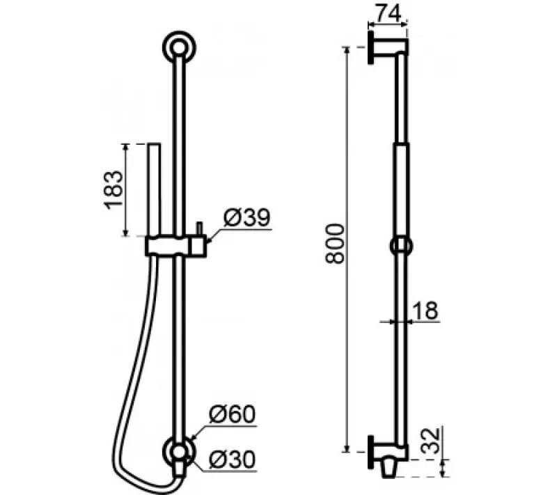 Waterevolution Flow sada sprchové tyče s ruční sprchou 800 mm Gun Metal T1661GME