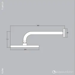 Waterevolution Flow hlavová sprcha 200 mm s nástěnným připojením Gun Metal T1641GME
