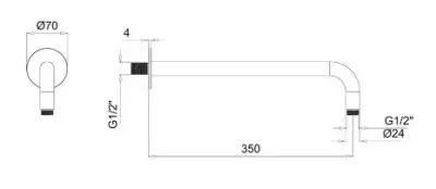 SB Rubinetterie Universal wall-mounted shower arm round 35cm colour matt white 1208946667