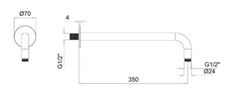 SB Rubinetterie Universale nástěnné sprchové rameno kulaté 35 cm barva matná bílá 1208946667