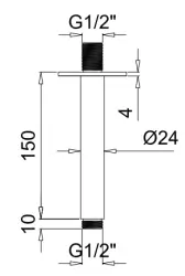 SB Rubinetterie Universální stropní sprchové rameno kulaté 15 cm barva matná černá 1208946681