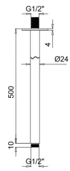 SB Rubinetterie Universální stropní sprchové rameno kulaté 50 cm barva chrom 1208946688