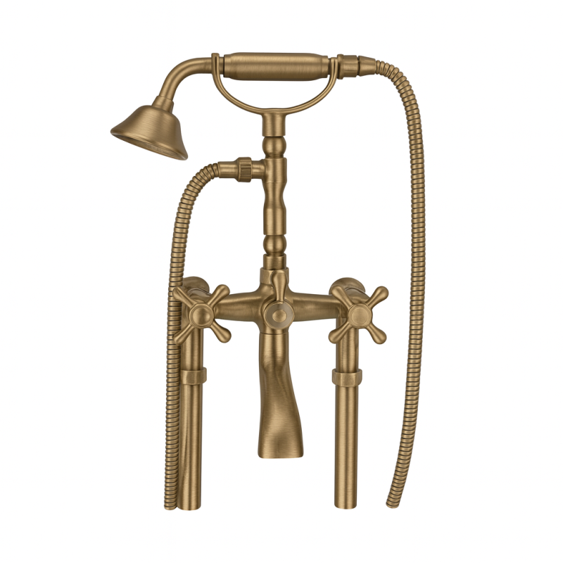 PB Volně stojící vanová baterie nostalgická hvězdicová rukojeť Bronz 6000