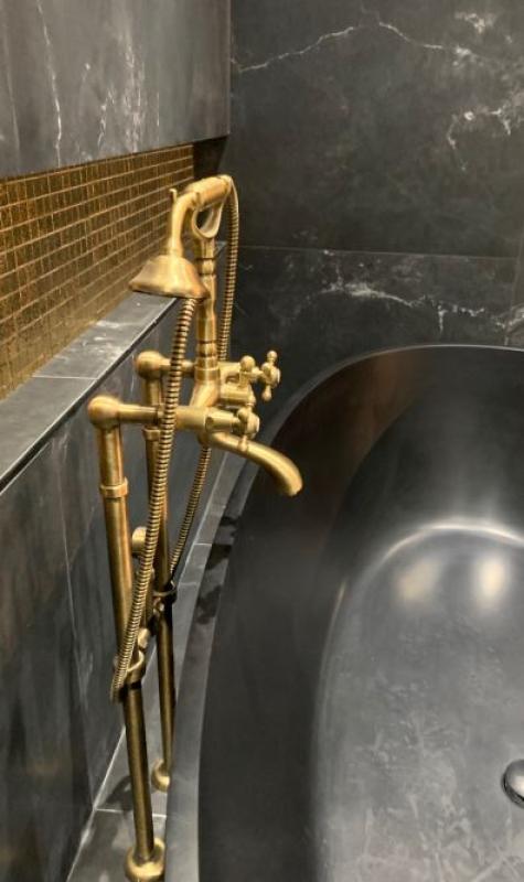 PB Volně stojící vanová baterie nostalgická hvězdicová rukojeť Bronz 6000