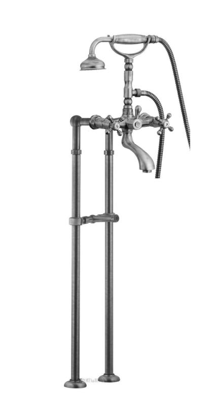 PB Volně stojící vanová baterie nostalgická křídlové kohoutky nerez 6000