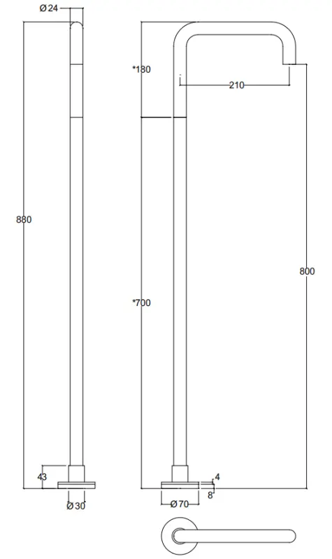 Waterevolution Flow volně stojící vanový výtok stojící nerezová ocel T1672H24IE