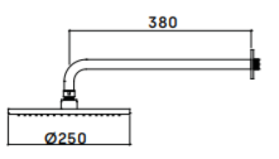Waterevolution Flow sprchová hlavice 250 mm s nástěnným připojením z nerezové oceli T164125IE