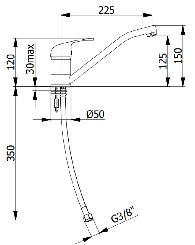 DEMM kuchyňská baterie s jednou pákou a otočným výtokem chrom 1208947358