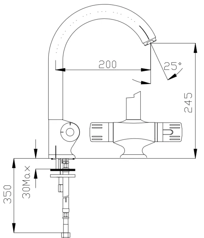 DEMM termostatická kuchyňská baterie s otočným výtokem chrom 1208947361
