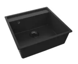 GraniteMy Bremen žulový dřez 53x50 cm černý, horní montáž, spodní montáž a rovná montáž s otvorem pro baterii 1208952256