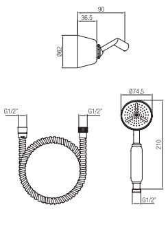 PB Classic hand shower set with hanging hook stainless steel 1208952419