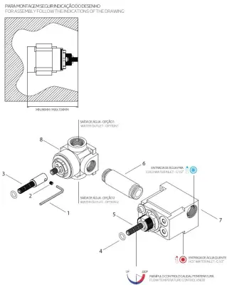 Waterevolution Flow vestavný sprchový termostat s 1 přepínacím kohoutem, měď