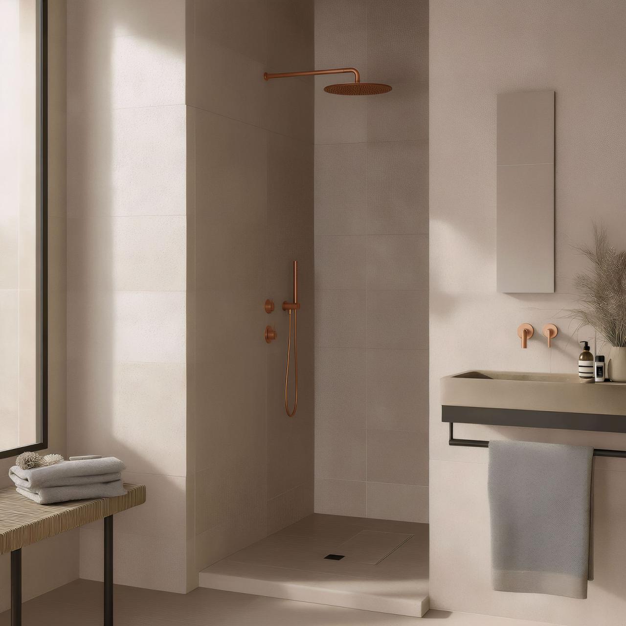 Waterevolution Flow vestavná sprchová termostatická baterie s 1 přepínacím ventilem měď