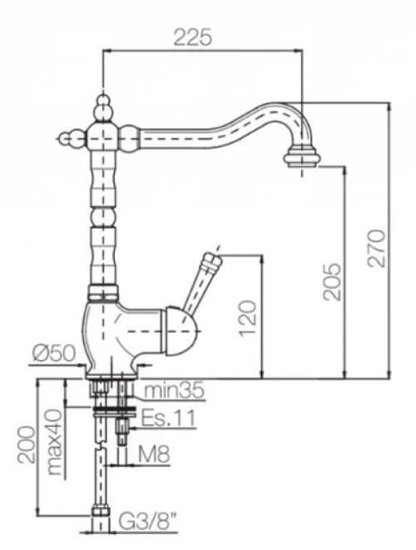 PB nostalgická kuchyňská baterie s jednou pákou, bílá páka, nerezová ocel 1208952878