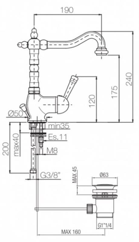 PB Umyvadlová baterie nostalgická Vintage Bronz