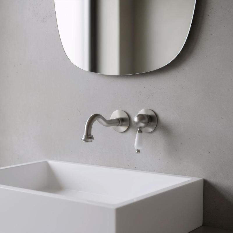 PB nostalgická vestavná umyvadlová baterie Vintage výtok 21 cm nerezová ocel