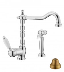 PB Nostalgický kuchyňský kohoutek s oddělenou výsuvnou sprchovou hlavicí Bronz