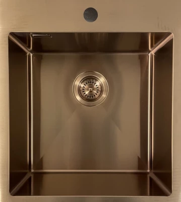 Ausmann Weser stainless steel sink, copper color PVD Copper 55x51 with tap hole, undermount flush mount and surface mount 080938