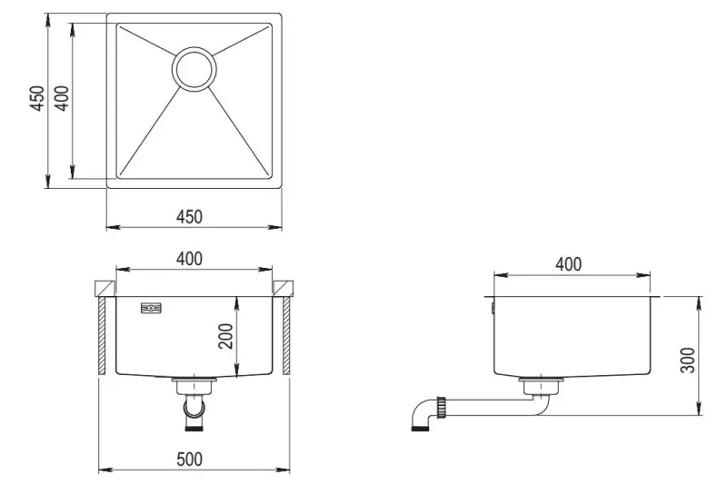 Ausmann Mosel nerezový dřez měděná barva PVD Copper 40x40 spodní montáž, rovná montáž a horní montáž 080969