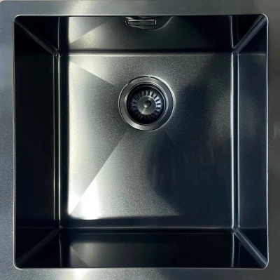 Ausmann Mosel stainless steel sink, anthracite color PVD Gun Metal 40x40 undermount flush mount and surface mount 067106