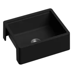 GraniteMy Tradition venkovský dřez, oboustranný granitový dřez 60x48 cm, černý spodní montáž 1208953016