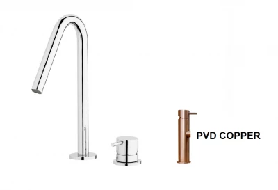 Waterevolution Flow 2-otvorová umyvadlová baterie s malým výtokem 120mm PVD kartáčovaná měď T112VCPE