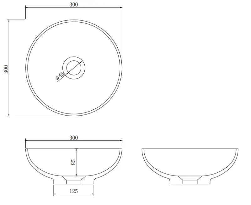 Umyvadlo Solid S, malé, z materiálu Solid Surface, kulaté, 30 x 30 x 11 cm, matná černá, 1208953271