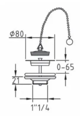 PB Unix fountain and sink plug with stop chain stainless steel 1208953282