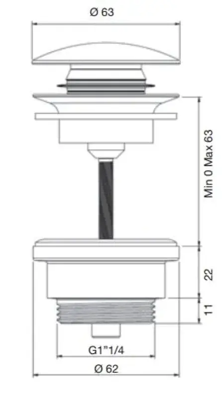 PB Unix umyvadlová zátka 1 1/4 uzavíratelná push up click clack chrom 1208953283