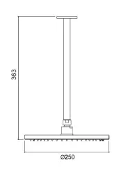 Waterevolution Flow hlavová sprcha 250 mm s připojením ke stropu matná černá T164225PR