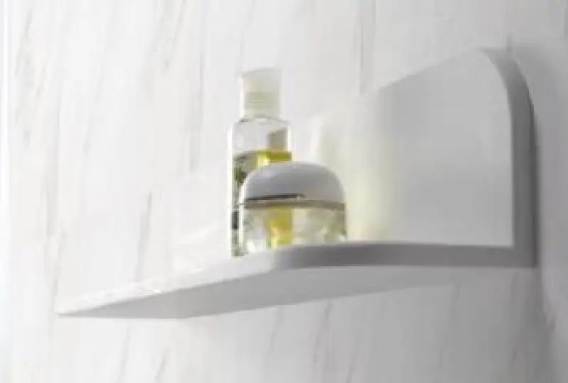 Solid-S Planchet Plank, matte white, shower basket, 90x12 cm, solid surface, includes hidden mounting hardware 1208953448