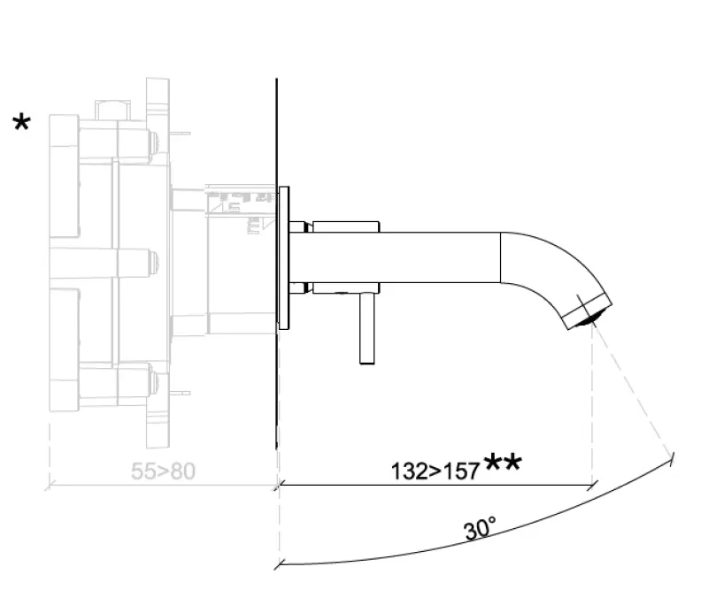 SB Round vestavěná umyvadlová baterie matná černá - 132 mm