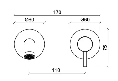 SB Round basin mixer tap, concealed white matt 132mm