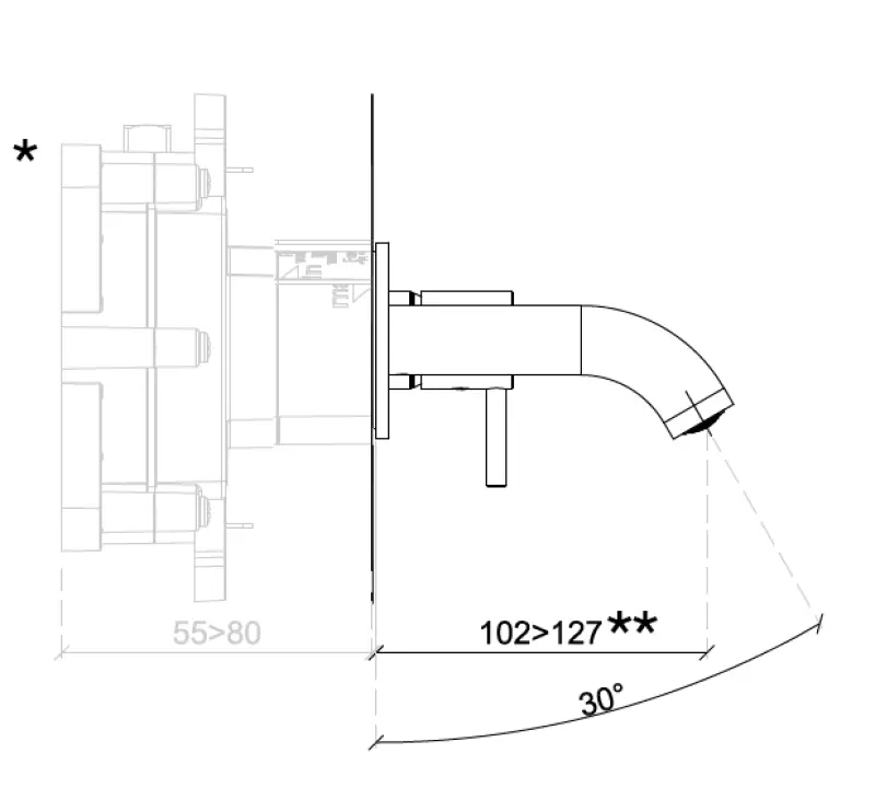 SB Round 316 vestavná umyvadlová baterie nerezová ocel 102 mm