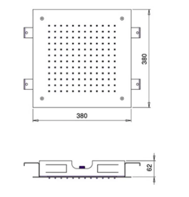 SB Square sprchová hlavice vestavěná 380x380mm kartáčovaná mosaz PVD