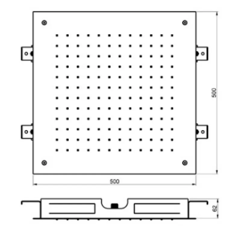 SB Square dešťová sprcha vestavěná 500x500mm Kartáčovaná mosaz PVD
