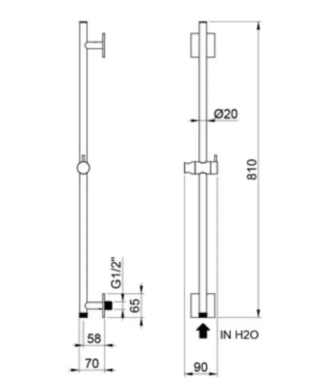 SB Rubinetterie Universale 316 nerezová posuvná tyč kartáčovaná s vodovodním připojením 1208953564