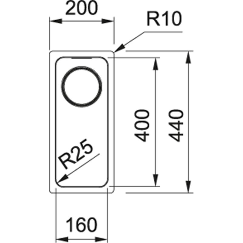 Franke Mythos MYX 110.16 nerezová malá dřezová mísa 16x40 cm podstavba 122.0638.196